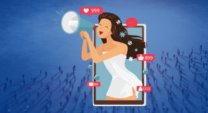 mulher divulgando seu perfil