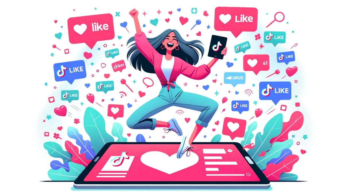 Digital influencer feliz por ganha milhares de curtidas no Tiktok