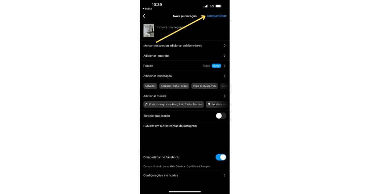 Quarto passo como postar foto no Instagram