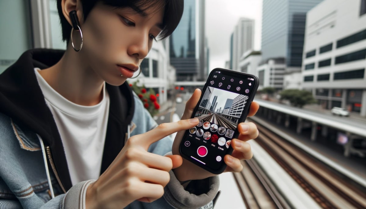 Jovem mostrando o que é stories no Instagram