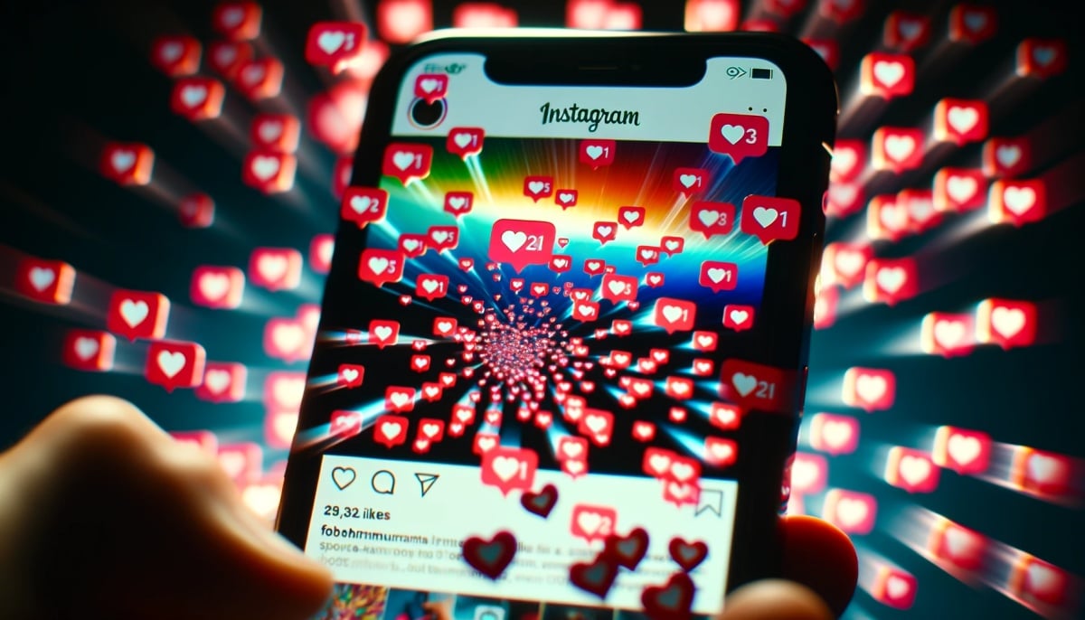 Usuário acessando as fotos do Instagram e vendo as curtidas