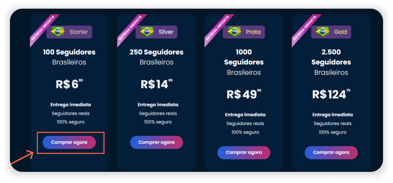 Pacotes de seguidores do site AgênciaZuric