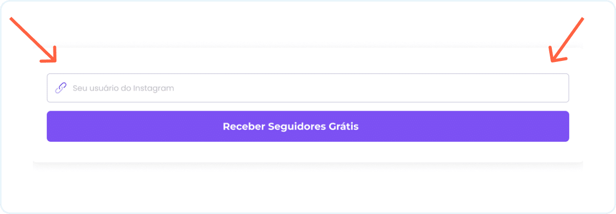 Campo para colocar o usuário do Instagram para ganhar os seguidores no Instagram grátis